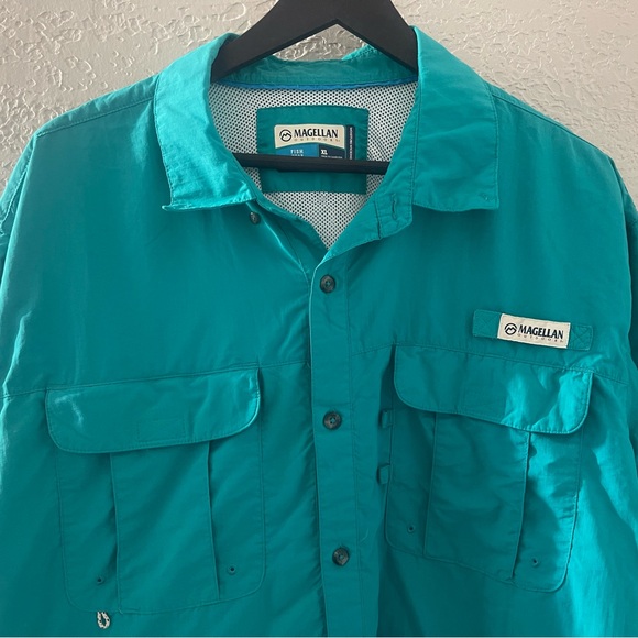 Magellan Outdoors Men's Aqua Button Down Shirt Size XLarge - Picture 2 of 9